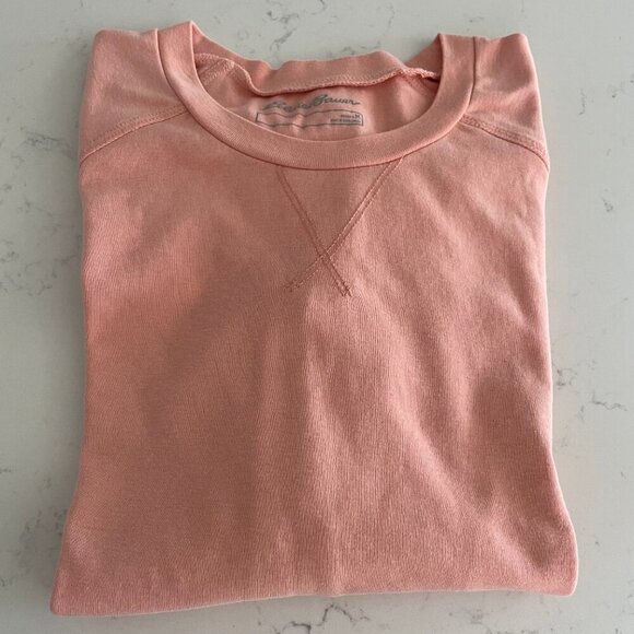 Eddie Bauer Casual Lg Sleeve Crew Neck Cotton Poly Drop Shoulder Top Peach Sz M - Picture 10 of 10